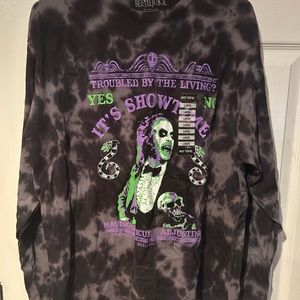 Large Beetlejuice movie graphic tshirt, black and grey tyedye; never worn
